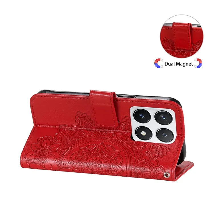 For Xiaomi 14T Pro Case PU Leather Wallet Floral Phone Cover Stand View