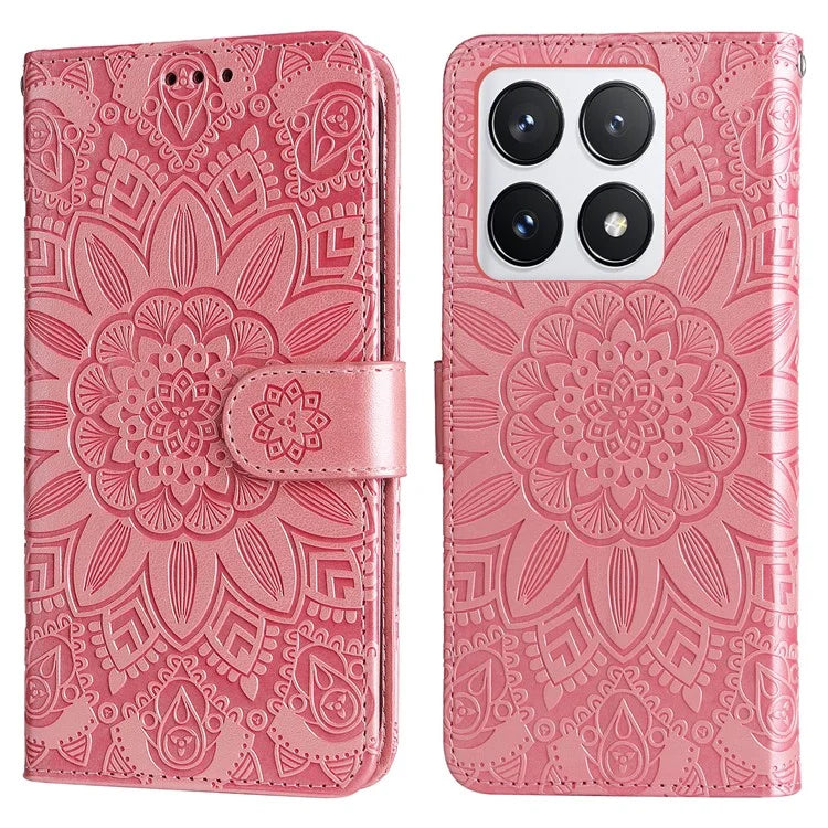 For Xiaomi 14T Pro Case Sunflower Imprint Leather Wallet Phone Cover