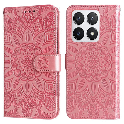 For Xiaomi 14T Pro Case Sunflower Imprint Leather Wallet Phone Cover