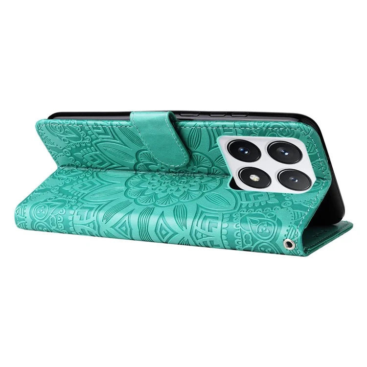 For Xiaomi 14T Pro Case Sunflower Imprint Leather Wallet Phone Cover