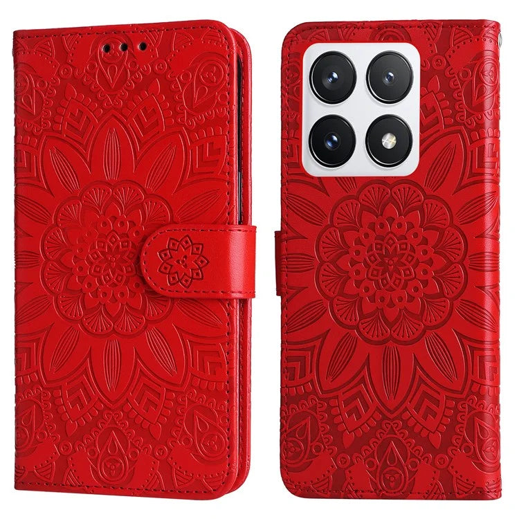 For Xiaomi 14T Pro Case Sunflower Imprint Leather Wallet Phone Cover