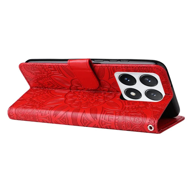 For Xiaomi 14T Pro Case Sunflower Imprint Leather Wallet Phone Cover
