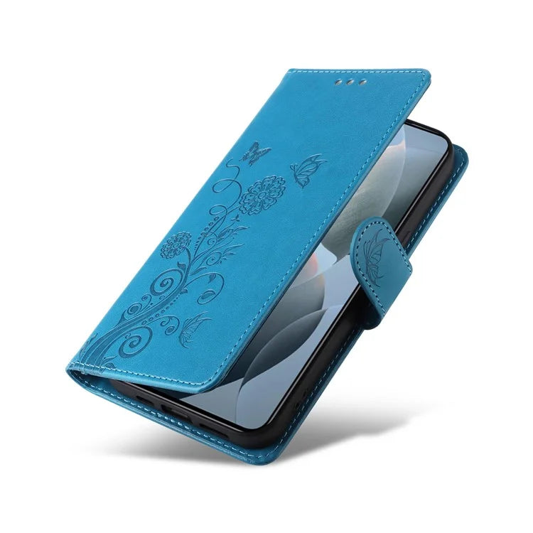 For Xiaomi 14T Leather Case Butterfly Floral Imprint Wallet Stand Cover