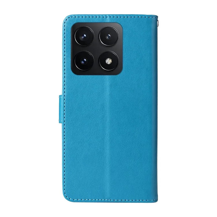 For Xiaomi 14T Leather Case Butterfly Floral Imprint Wallet Stand Cover