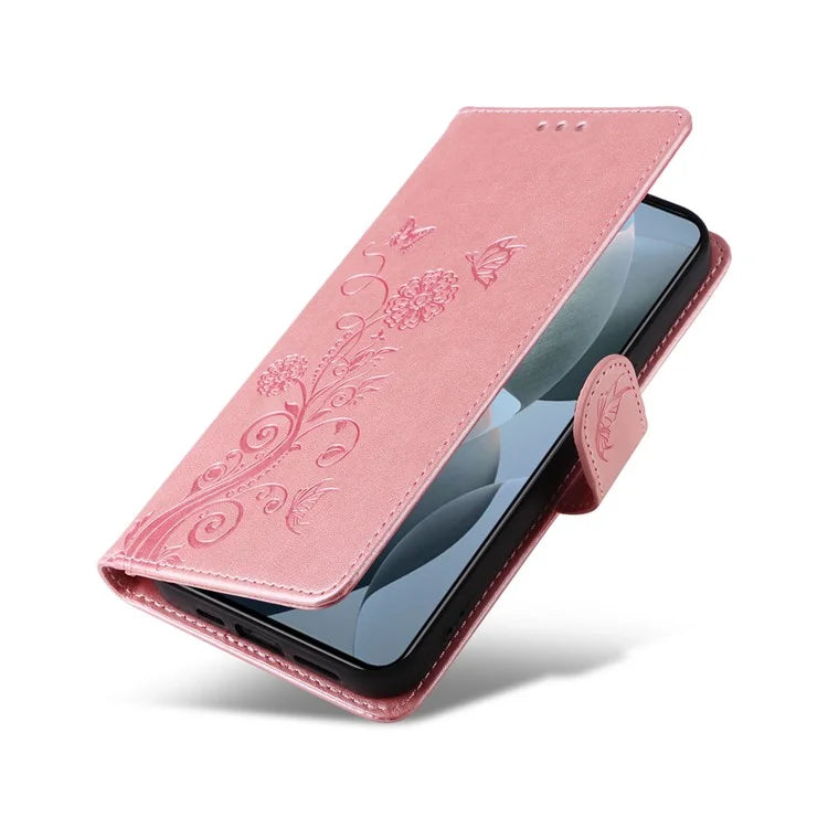For Xiaomi 14T Leather Case Butterfly Floral Imprint Wallet Stand Cover