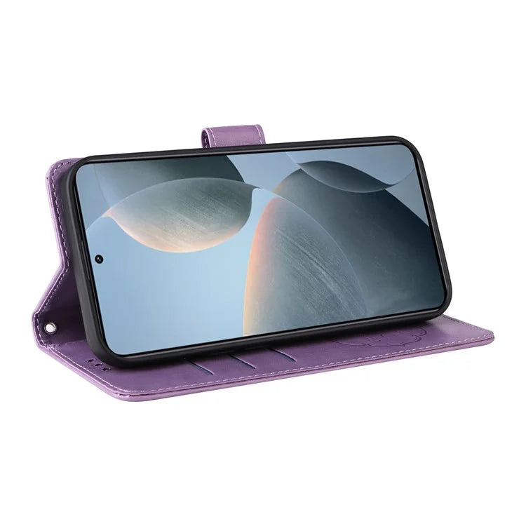 For Xiaomi 14T Leather Case Butterfly Floral Imprint Wallet Stand Cover
