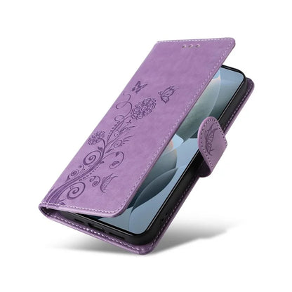 For Xiaomi 14T Leather Case Butterfly Floral Imprint Wallet Stand Cover