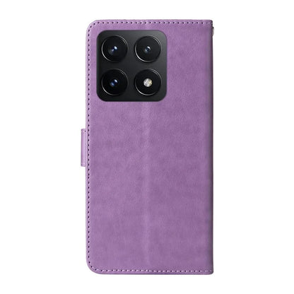 For Xiaomi 14T Leather Case Butterfly Floral Imprint Wallet Stand Cover