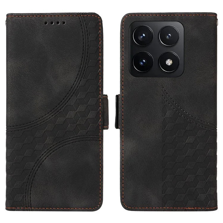 For Xiaomi 14T Case PU Leather Phone Cover Rhombus Starry Imprinted