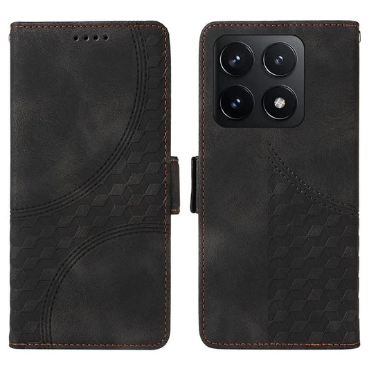 For Xiaomi 14T Case PU Leather Phone Cover Rhombus Starry Imprinted