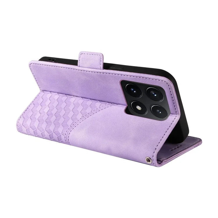 For Xiaomi 14T Case PU Leather Phone Cover Rhombus Starry Imprinted