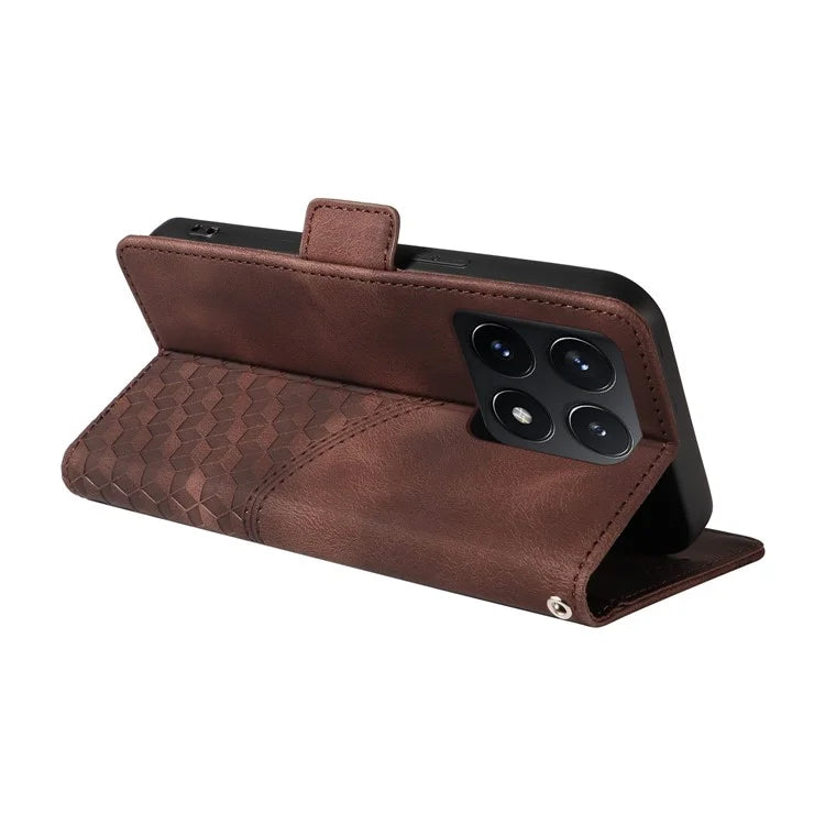 For Xiaomi 14T Case PU Leather Phone Cover Rhombus Starry Imprinted
