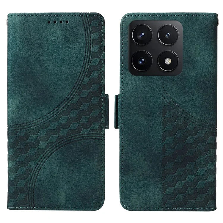 For Xiaomi 14T Case PU Leather Phone Cover Rhombus Starry Imprinted