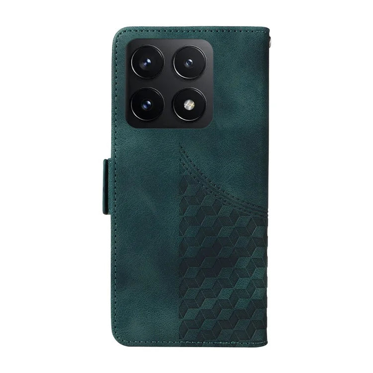 For Xiaomi 14T Case PU Leather Phone Cover Rhombus Starry Imprinted
