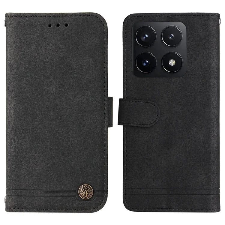For Xiaomi 14T Wallet Case Skin-Touch Leather Phone Cover Tree Pattern Hardware