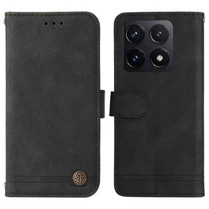 For Xiaomi 14T Wallet Case Skin-Touch Leather Phone Cover Tree Pattern Hardware