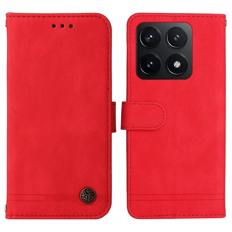 For Xiaomi 14T Wallet Case Skin-Touch Leather Phone Cover Tree Pattern Hardware