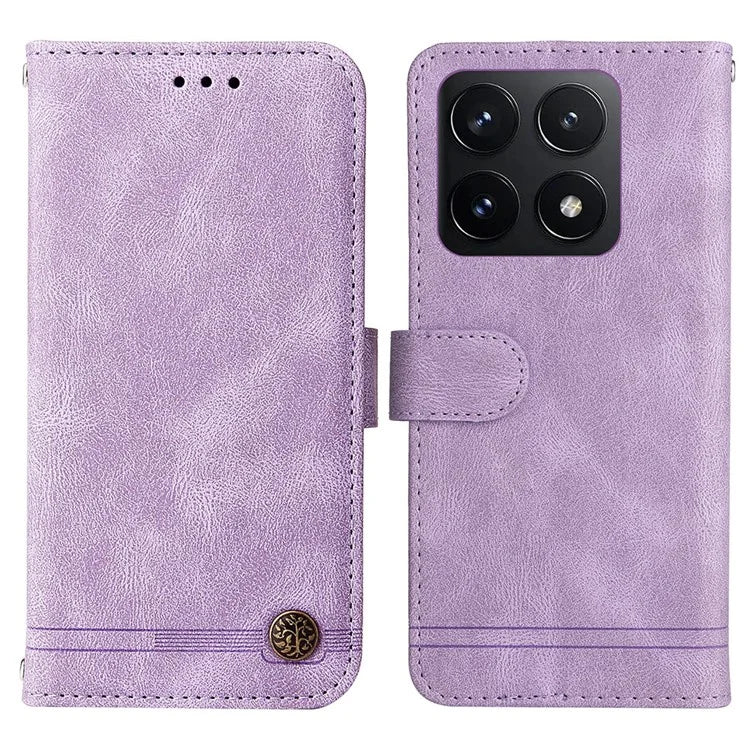 For Xiaomi 14T Wallet Case Skin-Touch Leather Phone Cover Tree Pattern Hardware