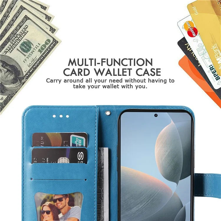 For Xiaomi 14T Case PU Leather Wallet Floral Phone Cover Stand View