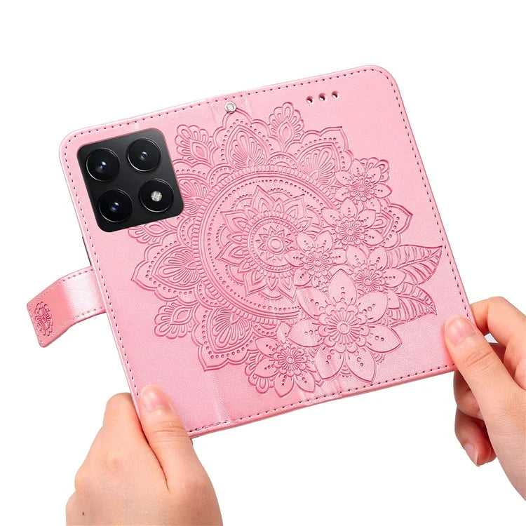 For Xiaomi 14T Case PU Leather Wallet Floral Phone Cover Stand View