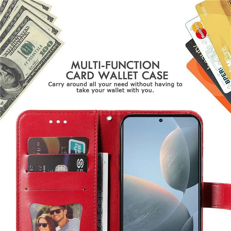 For Xiaomi 14T Case PU Leather Wallet Floral Phone Cover Stand View