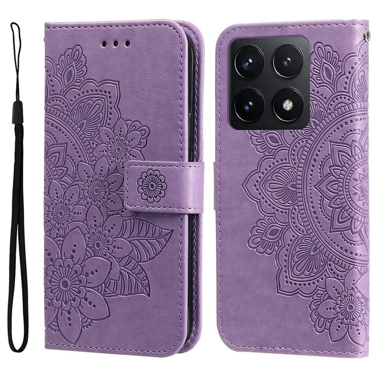 For Xiaomi 14T Case PU Leather Wallet Floral Phone Cover Stand View