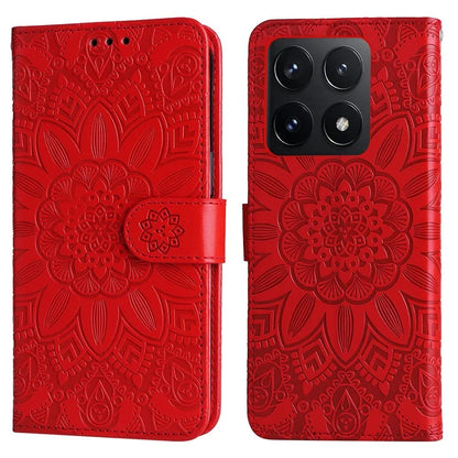 For Xiaomi 14T Case Sunflower Imprint Leather Wallet Phone Cover