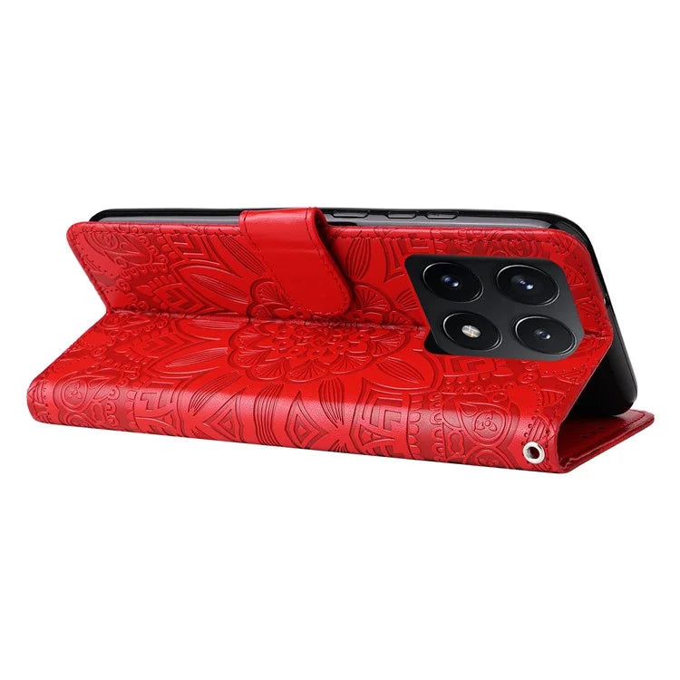For Xiaomi 14T Case Sunflower Imprint Leather Wallet Phone Cover
