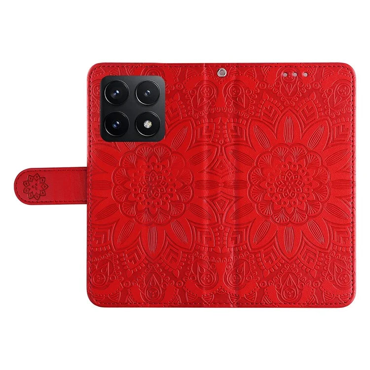 For Xiaomi 14T Case Sunflower Imprint Leather Wallet Phone Cover