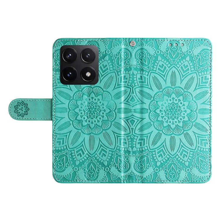 For Xiaomi 14T Case Sunflower Imprint Leather Wallet Phone Cover