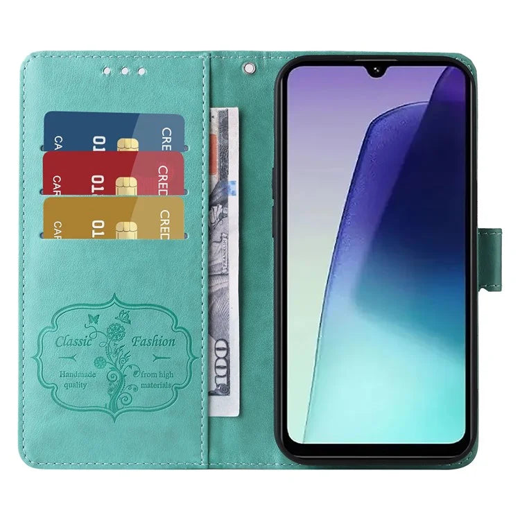 For Xiaomi Redmi 14C 4G Leather Case Butterfly Floral Imprint Wallet Stand Cover