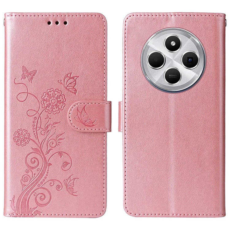 For Xiaomi Redmi 14C 4G Leather Case Butterfly Floral Imprint Wallet Stand Cover