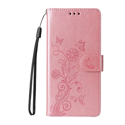 For Xiaomi Redmi 14C 4G Leather Case Butterfly Floral Imprint Wallet Stand Cover
