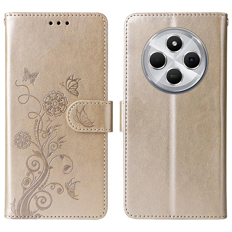 For Xiaomi Redmi 14C 4G Leather Case Butterfly Floral Imprint Wallet Stand Cover