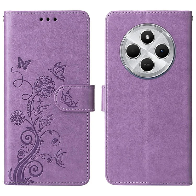 For Xiaomi Redmi 14C 4G Leather Case Butterfly Floral Imprint Wallet Stand Cover