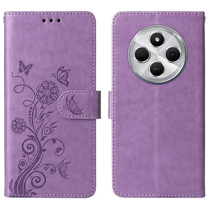 For Xiaomi Redmi 14C 4G Leather Case Butterfly Floral Imprint Wallet Stand Cover