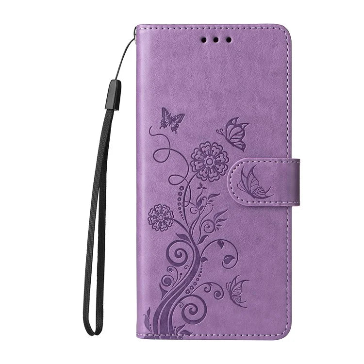For Xiaomi Redmi 14C 4G Leather Case Butterfly Floral Imprint Wallet Stand Cover