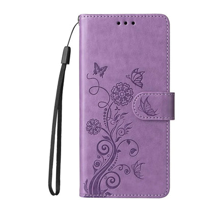 For Xiaomi Redmi 14C 4G Leather Case Butterfly Floral Imprint Wallet Stand Cover