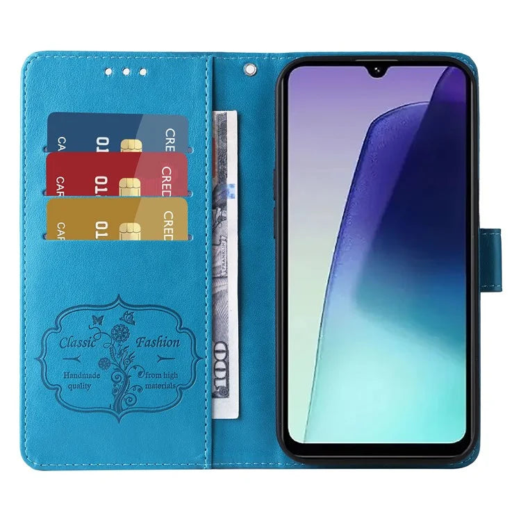 For Xiaomi Redmi 14C 4G Leather Case Butterfly Floral Imprint Wallet Stand Cover