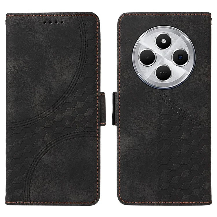 For Xiaomi Redmi 14C 4G Case PU Leather Phone Cover Rhombus Starry Imprinted