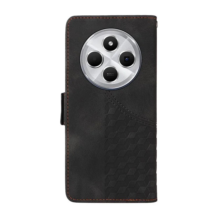 For Xiaomi Redmi 14C 4G Case PU Leather Phone Cover Rhombus Starry Imprinted