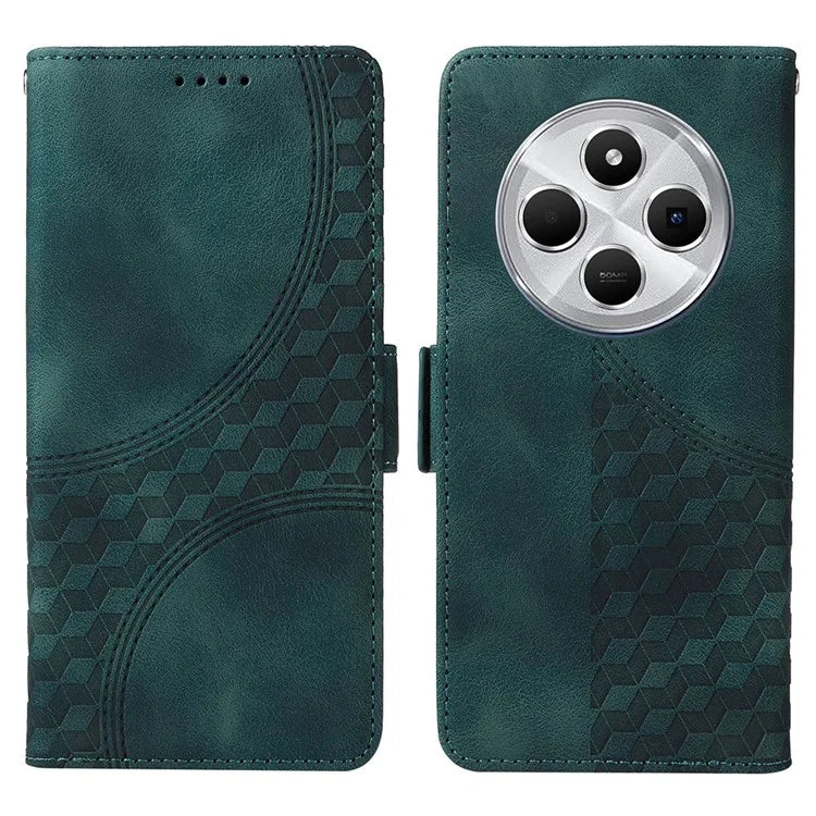 For Xiaomi Redmi 14C 4G Case PU Leather Phone Cover Rhombus Starry Imprinted
