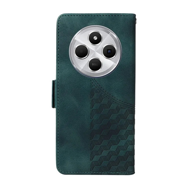 For Xiaomi Redmi 14C 4G Case PU Leather Phone Cover Rhombus Starry Imprinted