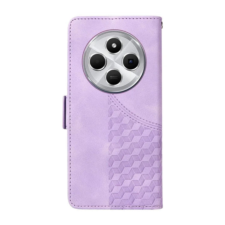For Xiaomi Redmi 14C 4G Case PU Leather Phone Cover Rhombus Starry Imprinted