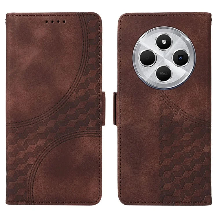 For Xiaomi Redmi 14C 4G Case PU Leather Phone Cover Rhombus Starry Imprinted