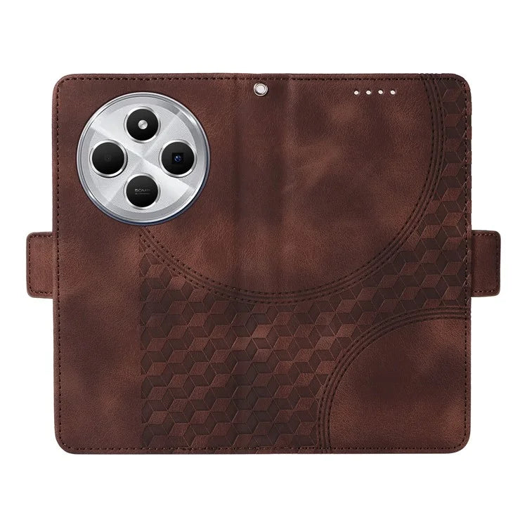 For Xiaomi Redmi 14C 4G Case PU Leather Phone Cover Rhombus Starry Imprinted