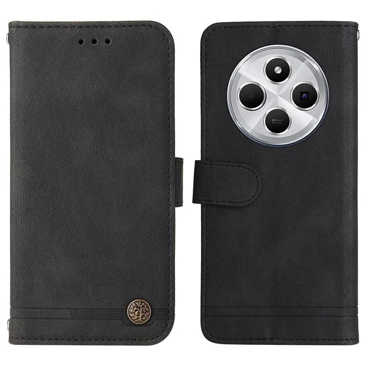 For Xiaomi Redmi 14C 4G Wallet Case Skin-Touch Leather Phone Cover Tree Pattern Hardware