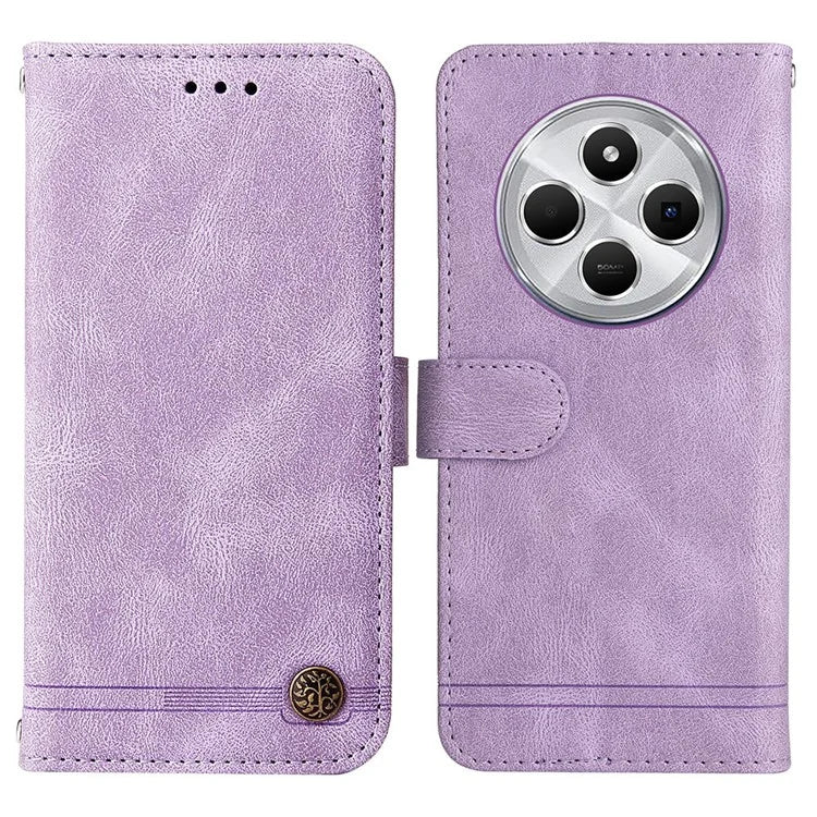 For Xiaomi Redmi 14C 4G Wallet Case Skin-Touch Leather Phone Cover Tree Pattern Hardware