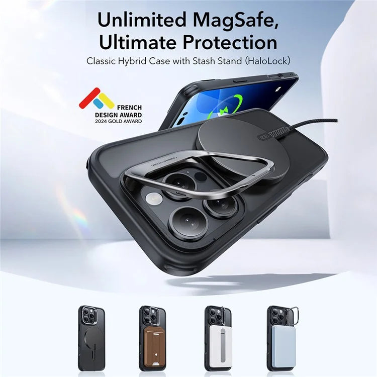 ESR For iPhone 16 Pro Max Case Compatible with MagSafe PC+TPU Kickstand Phone Cover with Screen Film