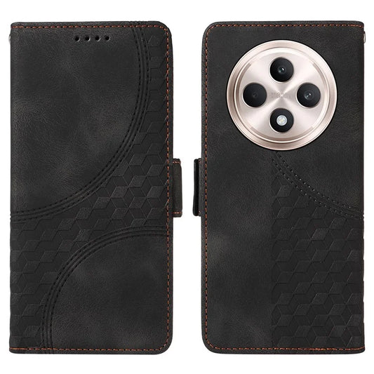 For Oppo Reno12 F 4G Case PU Leather Phone Cover Rhombus Starry Imprinted